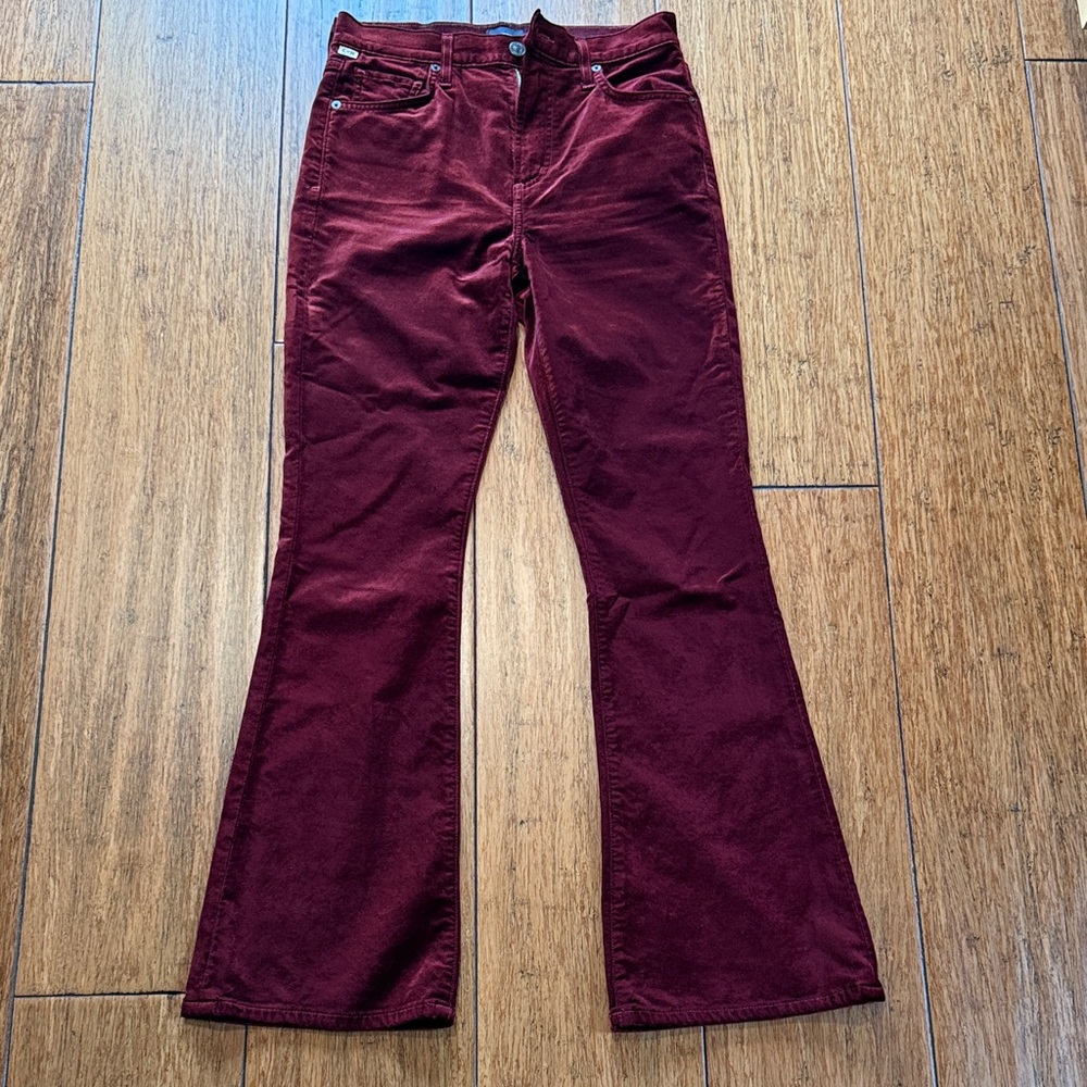Citizens Of Humanity velvet Burgundy Flare Pants